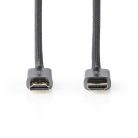Nagy Sebességű HDMI ™ kábel Ethernet | HDMI™ Csatlakozó | HDMI™ Csatlakozó | 4K@60Hz | ARC | 18 Gbps | 3.00 m | Kerek | Pamut | Gun Metal Szürke | Ablakos Fedő Doboz