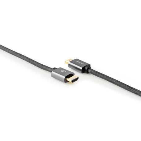 Nagy Sebességű HDMI ™ kábel Ethernet | HDMI™ Csatlakozó | HDMI™ Csatlakozó | 4K@60Hz | ARC | 18 Gbps | 3.00 m | Kerek | Pamut | Gun Metal Szürke | Ablakos Fedő Doboz