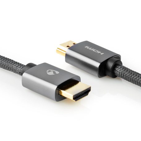 Nagy Sebességű HDMI ™ kábel Ethernet | HDMI™ Csatlakozó | HDMI™ Csatlakozó | 4K@60Hz | ARC | 18 Gbps | 3.00 m | Kerek | Pamut | Gun Metal Szürke | Ablakos Fedő Doboz