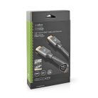 Nagy Sebességű HDMI ™ kábel Ethernet | HDMI™ Csatlakozó | HDMI™ Csatlakozó | 4K@60Hz | ARC | 18 Gbps | 3.00 m | Kerek | Pamut | Gun Metal Szürke | Ablakos Fedő Doboz