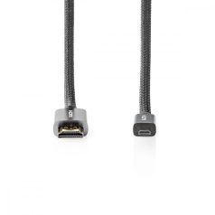   Nagy Sebességű HDMI ™ kábel Ethernet | HDMI™ Csatlakozó | HDMI™ Micro Csatlakozó | 4K@60Hz | 18 Gbps | 2.00 m | Kerek | Pamut | Antracit / Gun Metal Szürke | Ablakos Fedő Doboz