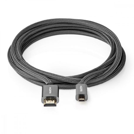 Nagy Sebességű HDMI ™ kábel Ethernet | HDMI™ Csatlakozó | HDMI™ Micro Csatlakozó | 4K@60Hz | 18 Gbps | 2.00 m | Kerek | Pamut | Antracit / Gun Metal Szürke | Ablakos Fedő Doboz