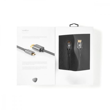 Nagy Sebességű HDMI ™ kábel Ethernet | HDMI™ Csatlakozó | HDMI™ Micro Csatlakozó | 4K@60Hz | 18 Gbps | 2.00 m | Kerek | Pamut | Antracit / Gun Metal Szürke | Ablakos Fedő Doboz