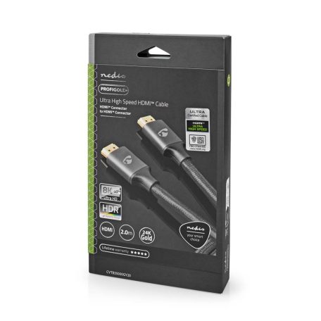 Ultra High Speed ​​HDMI ™ kábel | HDMI™ Csatlakozó | HDMI™ Csatlakozó | 8K@60Hz | 48 Gbps | 2.00 m | Kerek | 6.3 mm | Antracit / Gun Metal Szürke | Ablakos Fedő Doboz
