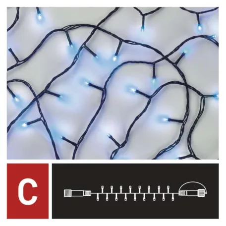 Standard LED sorolható karácsonyi füzér, 10 m, kültéri és beltéri, kék