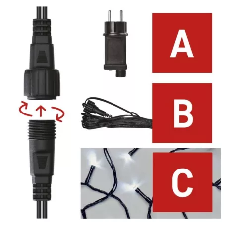 Alapkészlet Standard sorolható füzérekhez, 10 m, kültéri, hideg fehér, időzítő