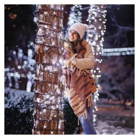 Standard LED sorolható karácsonyi füzér, 10 m, kültéri és beltéri, hideg fehér