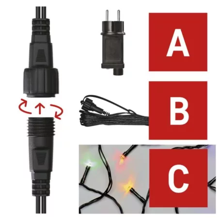 Alapkészlet Standard sorolható füzérekhez, 10 m, kültéri, többszínű, időzítő