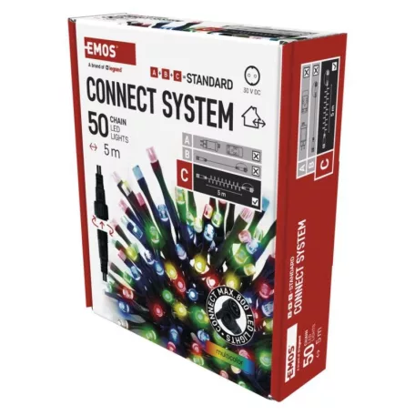 Standard LED sorolható karácsonyi füzér, 5 m, kültéri és beltéri, többszínű