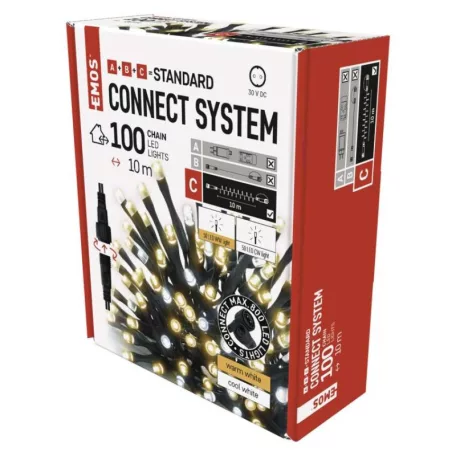 Standard LED sorolható karácsonyi füzér, 10 m, kültéri, meleg/hideg fehér