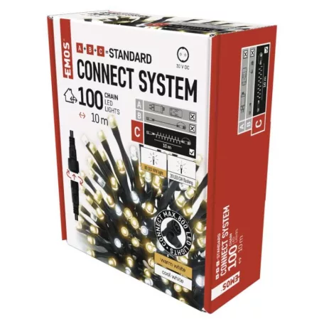 Standard LED sorolható karácsonyi füzér, villogó, 10 m, kültéri, meleg/hideg fehér