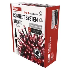   Standard LED sorolható karácsonyi füzér, 10 m, kültéri és beltéri, piros