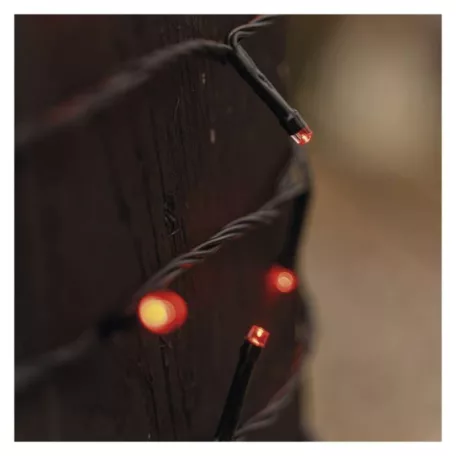 Standard LED sorolható karácsonyi füzér, 10 m, kültéri és beltéri, piros