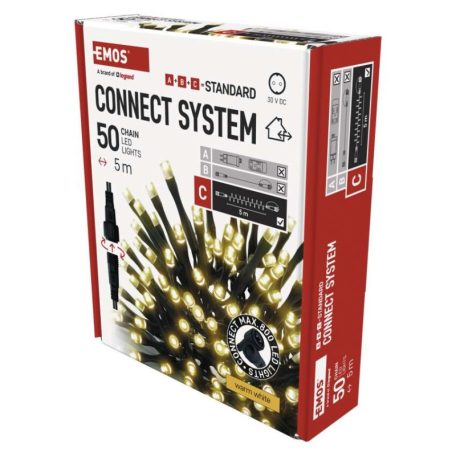 Standard LED sorolható karácsonyi füzér, 5 m, kültéri és beltéri, meleg fehér