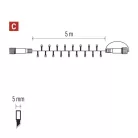 Standard LED sorolható karácsonyi füzér, 5 m, kültéri és beltéri, meleg fehér