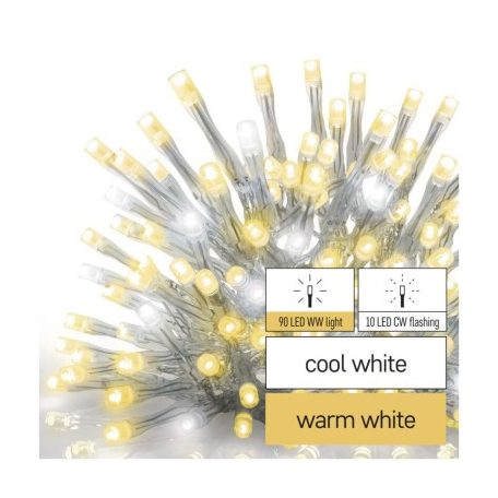 Standard LED sorolható füzér, villogó – jégcsapok, 2,5 m, kültéri, meleg/hideg fehér