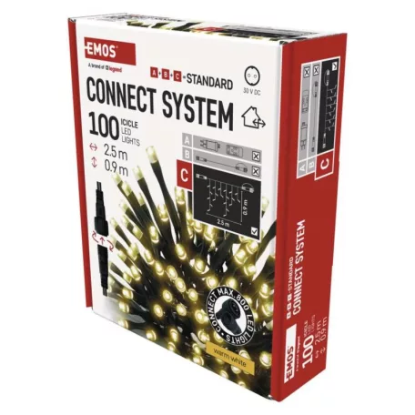 Standard LED sorolható karácsonyi füzér – jégcsapok, 2,5 m, kültéri, meleg fehér