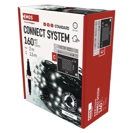 Standard LED sorolható karácsonyi füzér – háló, 1,5x2 m, kültéri, hideg fehér