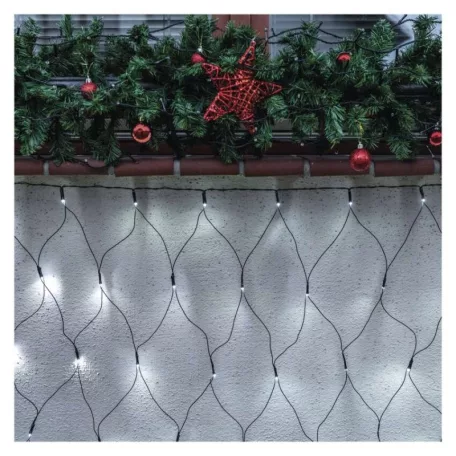 Standard LED sorolható karácsonyi füzér – háló, 1,5x2 m, kültéri, hideg fehér