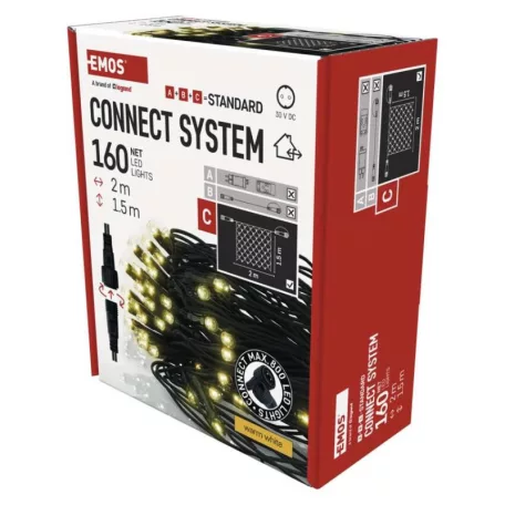 Standard LED sorolható karácsonyi füzér – háló, 1,5x2 m, kültéri, meleg fehér