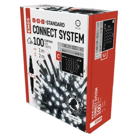 Standard LED sorolható karácsonyi füzér – fényfüggöny, 1x2 m, kültéri, hideg fehér