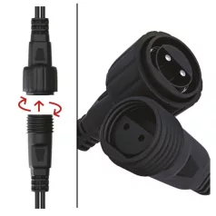   Hosszabbító kábel sorolható Standard fényfüzérekhez, fekete, 10 m, kültéri és beltéri