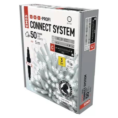 Profi LED sorolható füzér, fehér, 5 m, kültéri és beltéri, hideg fehér