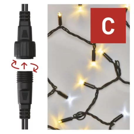 Profi LED sorolható füzér, villogó, 10 m, kültéri, meleg/hideg fehér