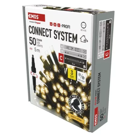 Profi LED sorolható füzér, fekete, 5 m, kültéri és beltéri, meleg fehér