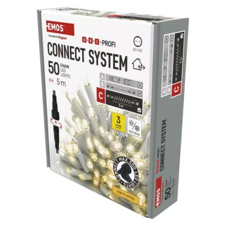 Profi LED sorolható füzér, fehér, 5 m, kültéri és beltéri, meleg fehér