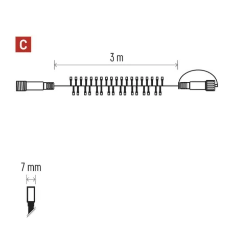 Profi LED sorolható füzér, fekete – süni, 3 m, kültéri és beltéri, hideg fehér