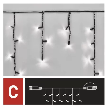 Profi LED sorolható füzér, fekete – jégcsapok, 3 m, kültéri, hideg fehér