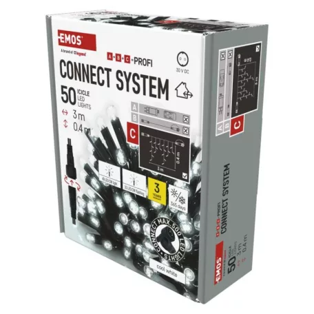 Profi LED sorolható füzér, villogó – jégcsapok, 3 m, kültéri, hideg fehér