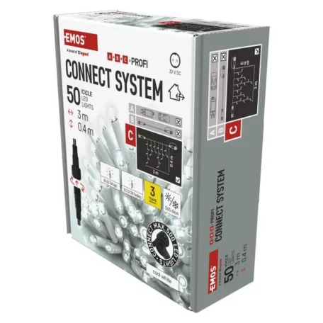 Profi LED sorolható füzér, villogó, fehér – jégcsapok, 3 m, kültéri, hideg fehér