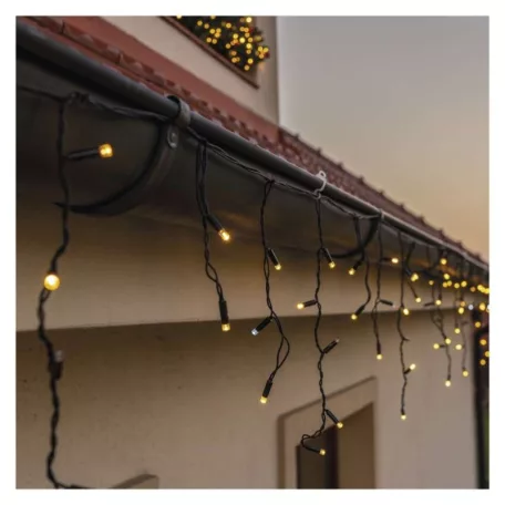 Profi LED sorolható füzér, villogó – jégcsapok, 3 m, kültéri, meleg/hideg fehér