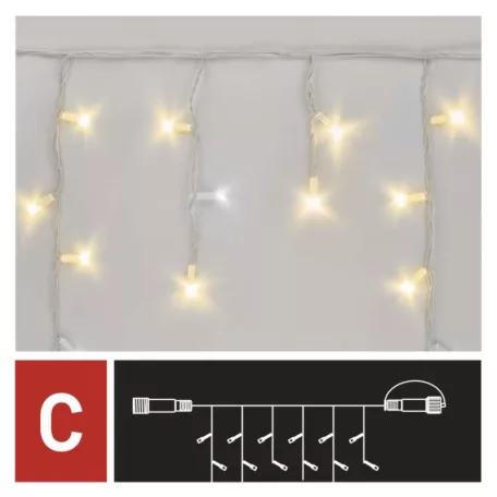 Profi LED sorolható füzér, villogó, fehér – jégcsapok, 3 m, kültéri, meleg/hideg fehér