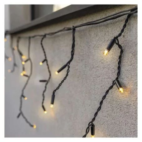 Profi LED sorolható füzér, fekete – jégcsapok, 3 m, kültéri, meleg fehér