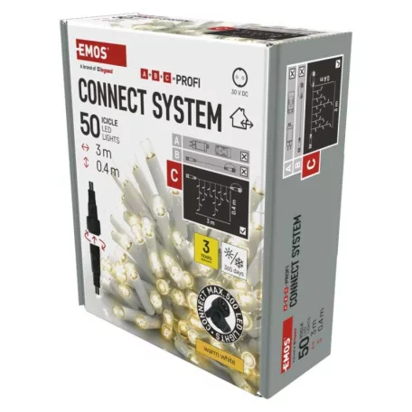 Profi LED sorolható füzér, fehér – jégcsapok, 3 m, kültéri, meleg fehér