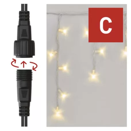 Profi LED sorolható füzér, fehér – jégcsapok, 3 m, kültéri, meleg fehér