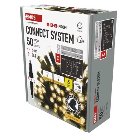 Profi LED sorolható füzér, villogó – jégcsapok, 3 m, kültéri, meleg fehér