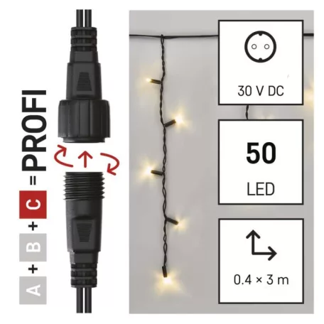 Profi LED sorolható füzér, villogó – jégcsapok, 3 m, kültéri, meleg fehér