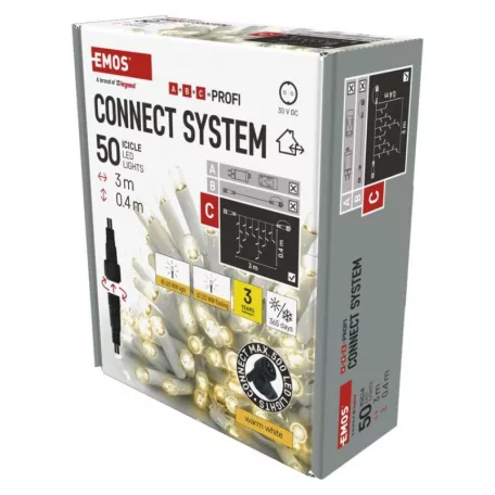 Profi LED sorolható füzér, villogó – jégcsapok, 3 m, kültéri, meleg fehér