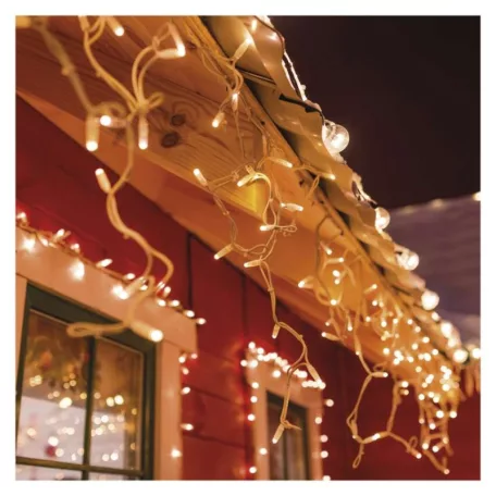 Profi LED sorolható füzér, villogó – jégcsapok, 3 m, kültéri, meleg fehér