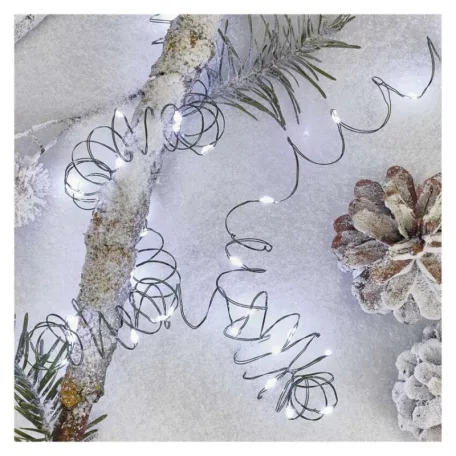 LED karácsonyi nano fényfüzér, zöld, 4 m, kültéri és beltéri, hideg fehér, időzítő