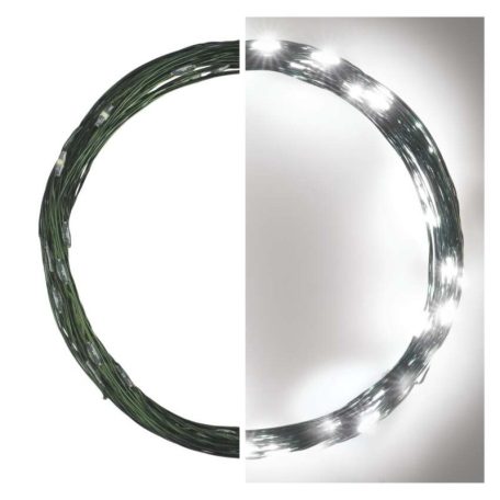 LED karácsonyi nano fényfüzér, zöld, 4 m, kültéri és beltéri, hideg fehér, időzítő