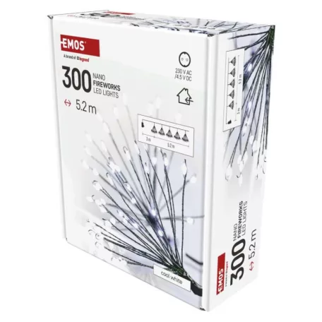 LED fényfüzér – fürtök, nano, 5,2 m, beltérre, hideg fehér, időzítő