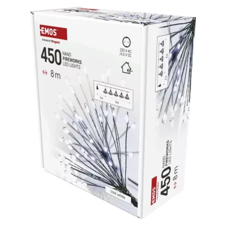 LED fényfüzér – fürtök, nano, 8 m, beltéri, hideg fehér, időzítő