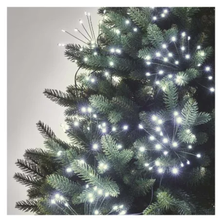 LED fényfüzér – fürtök, nano, 8 m, beltéri, hideg fehér, időzítő