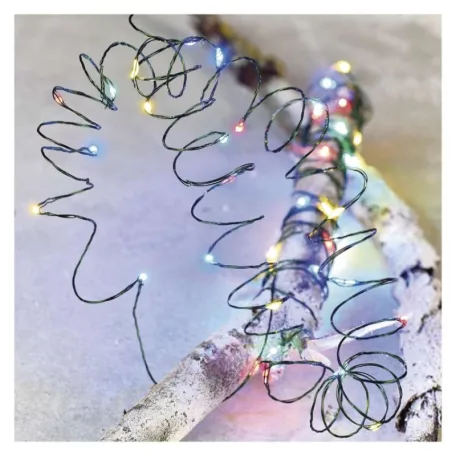 LED karácsonyi nano fényfüzér, zöld, 15 m, kültéri és beltéri, többszínű, időzítő