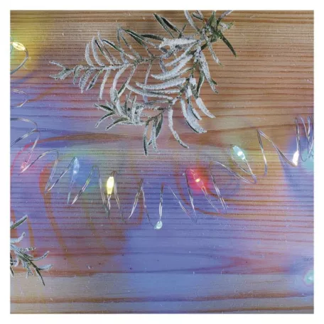 LED karácsonyi nano fényfüzér, 1,9 m, 2x AA, beltéri, többszínű, időzítő